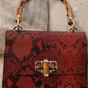 SMALL RED LEATHER PYTHON LEATHER SATCHEL